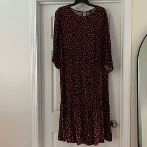 Long red flower dress